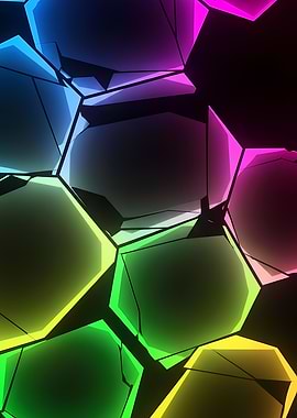 Abstract Geometric Neon Shattered Background