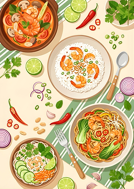Vibrant Asian Food Spread