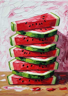 Stack of Watermelon Slices Painting
