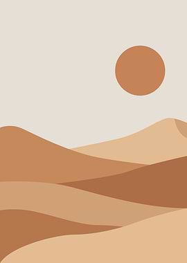 Minimalist Desert Landscape with Sun