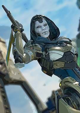 Ash from Apex Legends holding a rifle