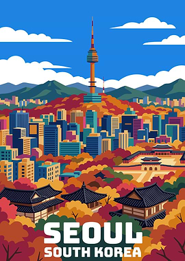 Seoul South Korea Travel Poster