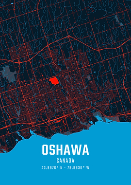 Oshawa Canada City Map