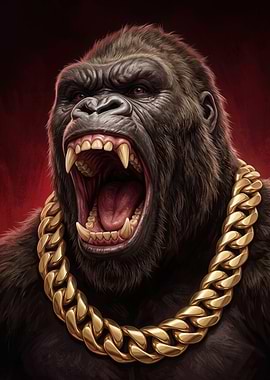 Gorilla with Gold Chain