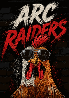 Rooster with Sunglasses and 'ARC RAIDERS' Text