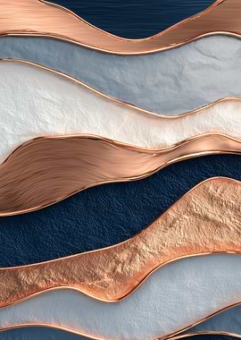 Abstract Wavy Copper and Blue Layers