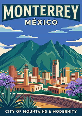 Monterrey Cityscape with Mountains