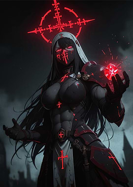 Dark Nun with Red Accents