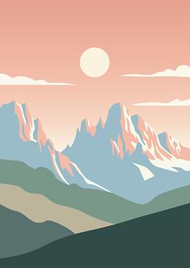 Minimalist Mountain Landscape at Sunset
