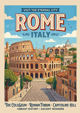 Vintage Rome Travel Poster