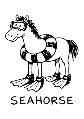 Cartoon Seahorse Wordplay