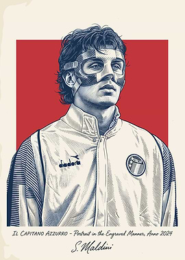 Paolo Maldini 'Il Capitano Azzurro' Portrait