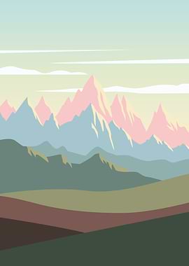 Pastel Mountain Landscape