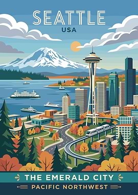 Seattle Skyline with Mount Rainier