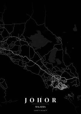 Johor, Malaysia Map Art