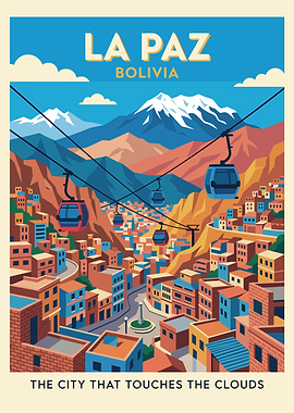 La Paz Cityscape with Cable Cars