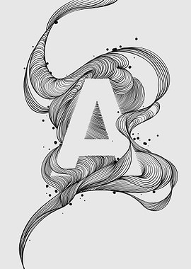 Abstract Letter A with Swirling Lines