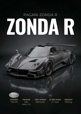 car poster Pagani Zonda R Supercar