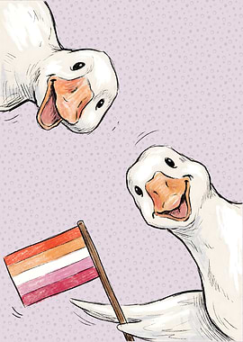 Happy Lesbian Goose Couple