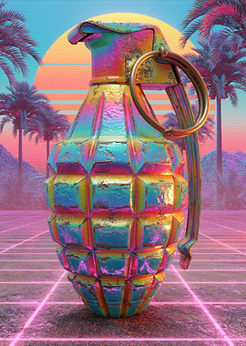 Retro Grenade with Palm Trees