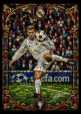 Zinedine Zidane Stained Glass Art