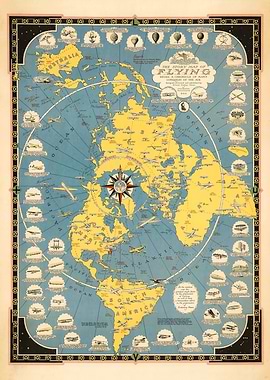 Vintage Map of Flying - 1942