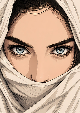 Woman's Eyes Behind Scarf