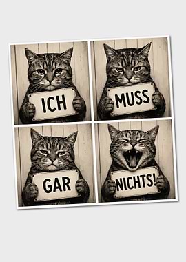 Funny Cats Mugshot 'Ich Muss Gar Nichts'