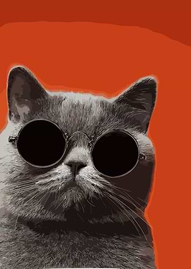 Cat Wearing Round Sunglasses