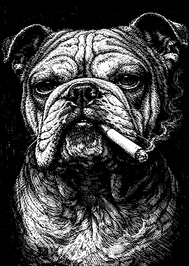 Bulldog Smoking a Cigarette
