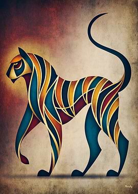 Art Deco Tiger – Geometric Abstract Wall Art