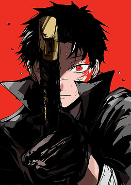 Intense Anime Swordsman with Red Eyes
