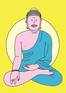Buddha Meditating with Halo
