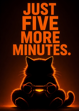 Gamer Cat Just Five More Minutes