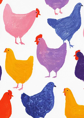 Colorful Chickens Pattern