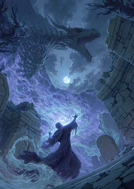 Necromancer Summons Skeletal Dragon