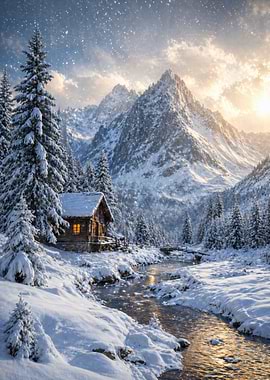 Cozy Cabin in Snowy Mountains