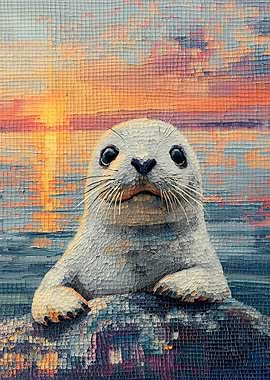 Cute Seal at Sunset