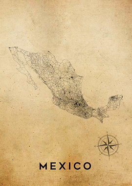 Map of Mexico Vintage