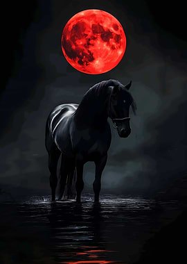 Black Horse Under Red Moon