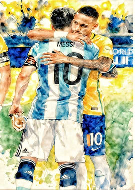 Messi and Neymar Embrace