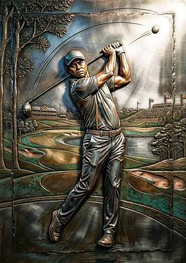 Tiger Woods Golf Swing Sculpture