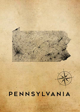 Pennsylvania Map Vintage