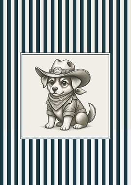 Cute Cowboy Puppy Illustration