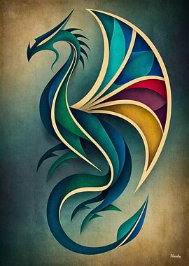 Art Deco Dragon – Geometric Abstract Wall Art
