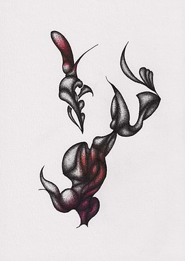 Abstract Stippling Art with Red and Black Tones