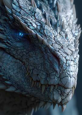 Close-up of a White Dragon's Head