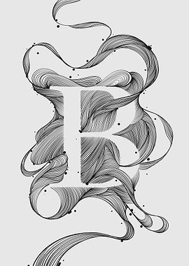 Abstract Letter B with Flowing Lines