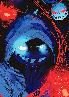 Creepy Sans with Blue Hoodie