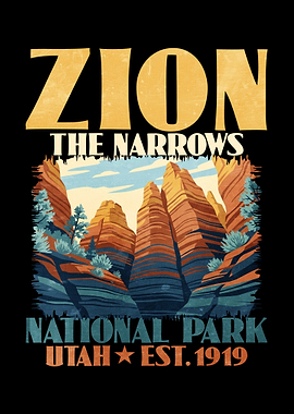 Zion National Park The Narrows Vintage Poster